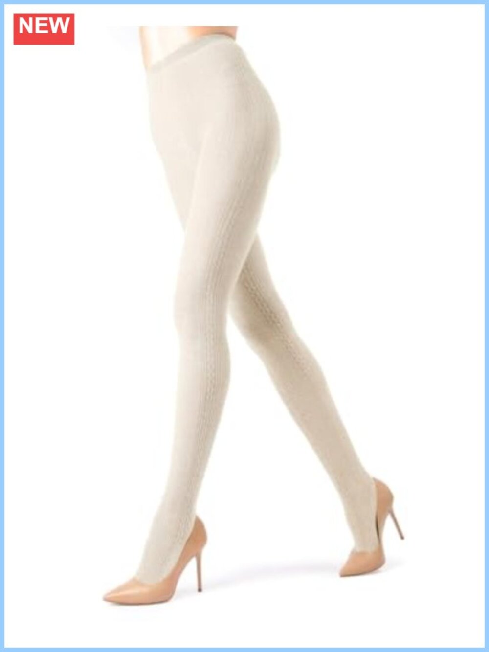 Cable Knit Cotton Blend Sweater Tights Opaque Winter Hosiery